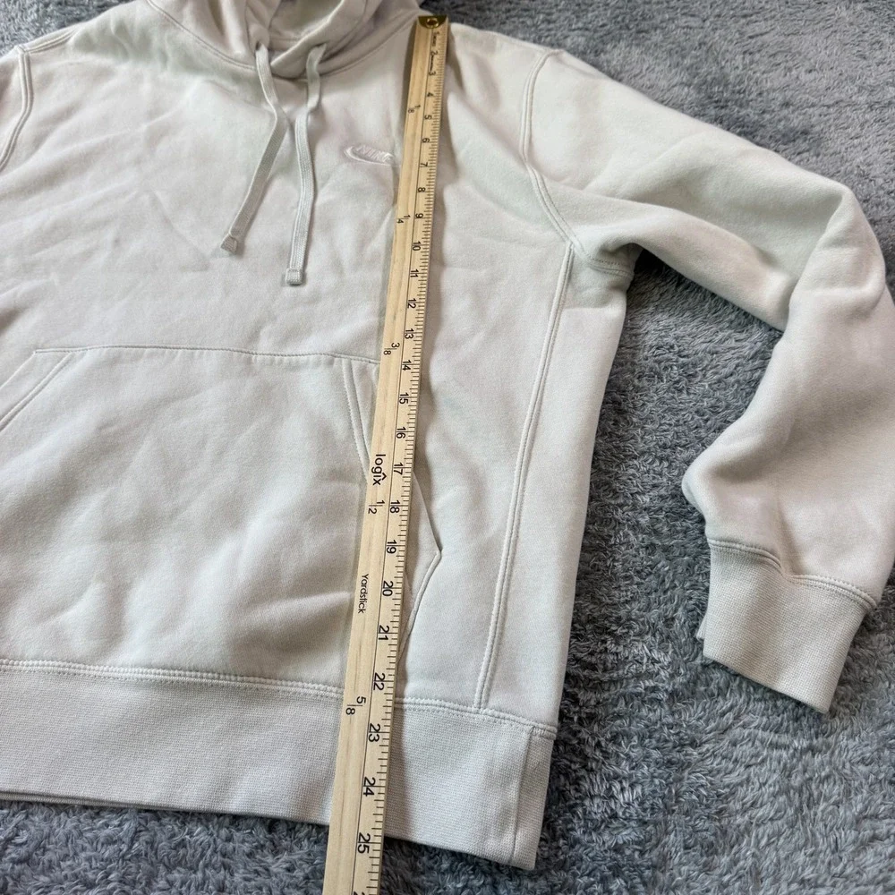Nike Sportswear Club Fleece Hoodie Small Cream Beige Embroidered Logo
